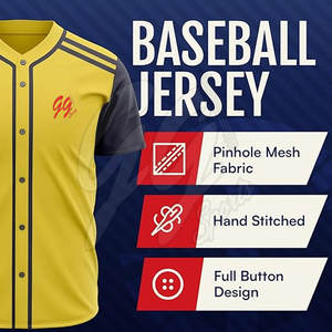 Jersey de béisbol transpirable Jersey de béisbol de tamaño personalizado en stock Hecho en poliéster Jersey de béisbol - Product Image 4