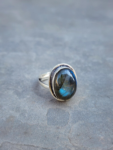 Venta al por mayor de piedras preciosas naturales labradorita anillo hecho a mano de alta calidad 925 plata esterlina joyería de piedras preciosas naturales para regalo - Product Image 4