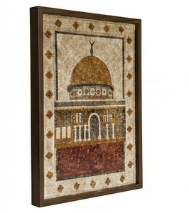 Art mural islamique en pierre de la mosquée Al-Aqsa, décoration de maison de campagne, décoration suspendue sacrée pour cadeau de Ramadan, style d'amour musulman - Product Image 1