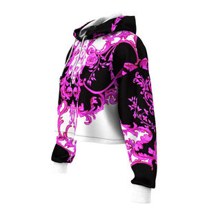 Hoodies courts à épaules tombantes pour femme, impression par sublimation de haute qualité, hoodies courts tricotés pour femme, tailles jeunes et grandes tailles - Product Image 4