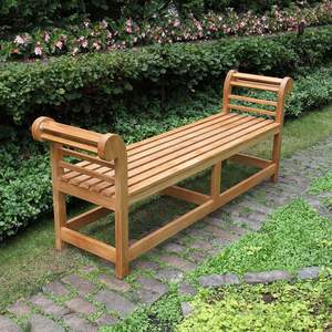 Banc d'extérieur Hammond en teck massif avec coussin et finition naturelle pour cour, villa, parc - Product Image 2