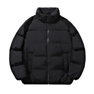 Veste d'hiver zippée en tissu bulle de couleur unie - Product Image 3