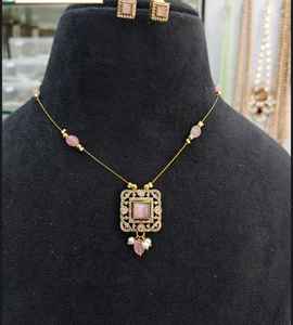 Premium Handmade American Diamond Pendant Set Gold Plated CZ Stone for Party Wear Weddings Great Gift Idea Bulk Product - Product Image 3