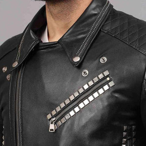 Chaqueta de Cuero para Hombre de Alta Calidad con Cuello Alto y Logotipo Frontal, Resistente al Viento, Personalizable, al por Mayor - Product Image 5