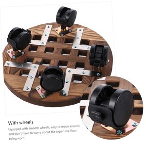 Plateau de pot de fleurs en bois avec roulettes, base simple pour pot de plantes pour succulentes - Product Image 6