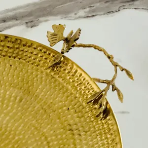 Sang Trọng Brass Phục Vụ Khay Với Hoa Xử Lý Và Dài Đứng Cho Nhà Và Nhà Hàng Có Sẵn Với Số Lượng Lớn Số Lượng Giá - Product Image 2