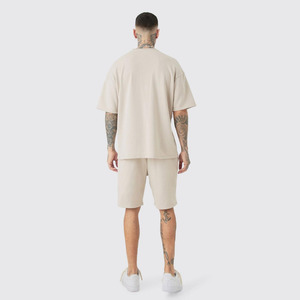 Ensemble de shorts de sueur vintage lavés à l'acide pour hommes personnalisés ensemble de t-shirts respirant tissé tricoté motif solide Style décontracté été - Product Image 5