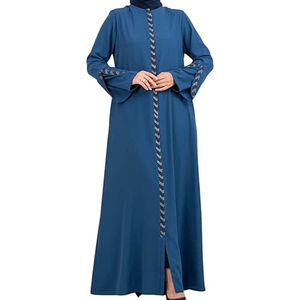 Classic Open Modest Simple <b>Abaya</b> Tassel Embellishments-Lavender Aura Wholesale Muslim Ladies 100% Cotton <b>Chiffon</b> Solid Color - Product Image 1
