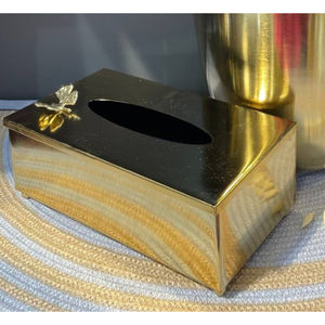 Porte boîte à mouchoirs en métal doré classique moderne fait à la main en acier inoxydable plaqué or poli élégant décor d'hôtel à la maison prix d'usine - Product Image 1