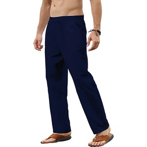 Pantalons de plage d'été pour hommes, pantalons de jogging, vêtements de rue, pantalons de sport en coton et en lin, pantalons décontractés, pantalons respirants à jambe droite - Product Image 5