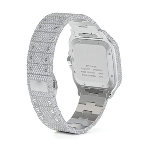 Luxury <b>Men</b> Sport <b>Watch</b> 41mm Iced <b>Skeleton</b> Octagon Case Quartz Movement Glass Moissanite Stainless Steel Band Limited Edition - Product Image 6