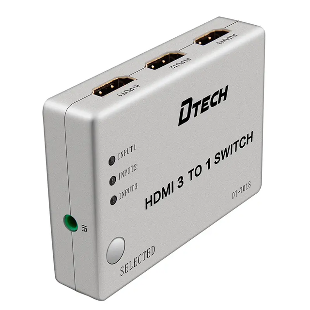 DTECH 3 Port HDMI Switch Video and Audio HDMI Switcher 3 in 1 Out With IR Remote