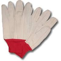 Gant pour homme en toile à double paume en coton de 20 oz avec motif de clute de poignet en tricot rouge Gant de résistance à la chaleur du pouce droit