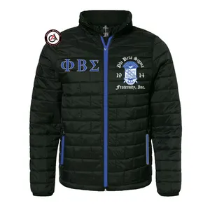 Phi Beta Sigma Custom Winter Puffer Jacket For Men Stand Collar Casual Outwear High Quality Coats Padded Men Jacket