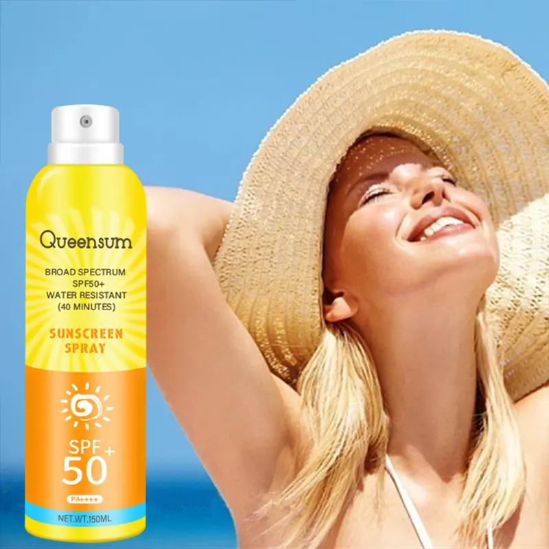 OEM aerosol sunscreen over makeup spf 50+ Anti UV sunblock skin care product whitening continuous sunscreen spray