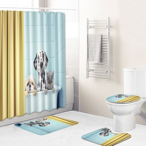 Ensemble de tapis de salle de bain personnalisés imprimés, résistants aux taches, pour salle de bain, rideau de douche antidérapant, tapis de bain - Product Image 3