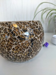 Porte-bougie en verre mosaïque de style moderne, élégant, décoratif, pour bougie chauffe-plat, décoration de Noël, mariage, intérieur, fêtes - Product Image 6
