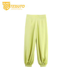 Femmes été nouveau matériau en soie Style décontracté taille haute mince ample jambe droite cordon fermeture pantalon pantalon - Product Image 6