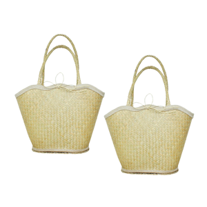 กระเป๋าโท้ทผักตบชวาที่ยั่งยืนพร้อมที่จับหนังและการตกแต่งภายในที่กว้างขวางสำหรับสิ่งจำเป็นในชีวิตประจำวันและการช้อปปิ้ง - Product Image 1