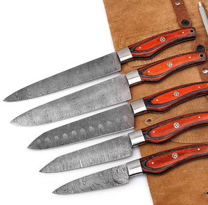 Fournisseur direct d'usine PRESTIGE BLADES Ensemble de couteaux de chef en acier Damas fait main 5 pièces Sac en cuir Conception ambidextre 67 couches - Product Image 2