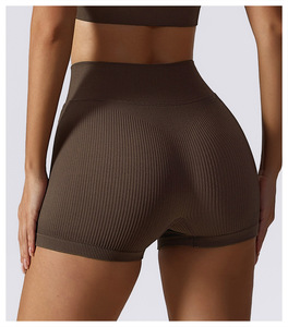 Pantalones cortos para mujer, pantalones cortos de mujer Color sólido Suave Mujer Fitness Legging Ciclismo Entrenamiento integral Jog Cintura alta Yoga Short - Product Image 2