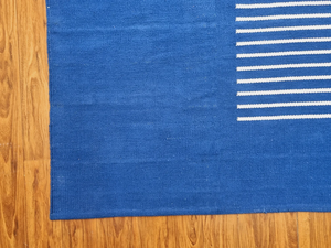 พรมสีน้ำเงินสไตล์โมร็อกโกพรมทอมือและผ้าฝ้ายทอมือซักได้ตกแต่งบ้านสำหรับห้องนั่งเล่น - Product Image 3