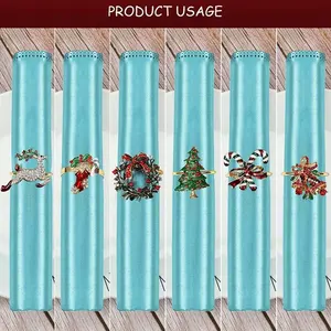 6 pièces de porte-serviettes de Noël fantaisie en acier inoxydable et aluminium pour la décoration de table de mariage et de fête - Product Image 4