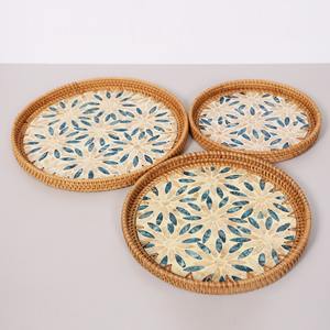 ชุดถาดไม้ม็อบหวายคุณภาพสูงถาดรองน้ำไข่มุกเครื่องประดับกล่องใส่เครื่องดื่ม - Product Image 5