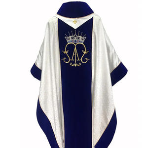 Casulla Católica Bordada en Jacquard Marian, Color Blanco y Azul, Gran Oferta, 2025, Hecha a Medida, Alta Calidad, Nuevo Diseño - Product Image 2