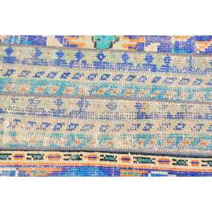 Alfombra Turca Vintage de Lana Azul, 1.9x3.6 pies (59x110 cm) - Product Image 5