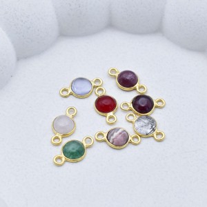 คอนเนคเตอร์ Carnelian BEZEL ชุบทองเรียบอัญมณีเชื่อมแฮนด์เมดเสน่ห์เล็กๆสำหรับทำเครื่องประดับ - Product Image 6