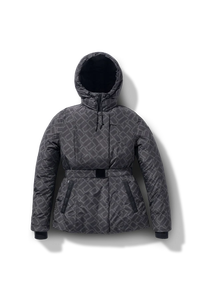 Monogramme foncé de qualité supérieure pour femmes Logo personnalisé Veste d'hiver matelassée à capuche respirante tricotée avec chapeau détachable - Product Image 5