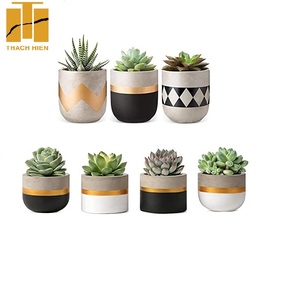 THP MODERN GARDEN DECORATION CONCRETE SUCCULENT POTS TABLE TOP DECOR CEMENT FLOWER POTS AND PLANTERS