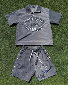 ชุดวอร์มผ้าไนลอนสำหรับผู้ชายชุดวอร์มสั้นดีไซน์ใหม่สำหรับกีฬากลางแจ้งวิ่ง - Product Image 3