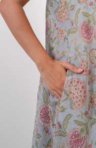 ชุดเดรสผ้าฝ้ายพิมพ์ลายแชนเดอร์ผ้าฝ้าย100% ชุดแมกซี่ปักลายดอกไม้ลำลองสำหรับปาร์ตี้ฤดูใบไม้ผลิ/ฤดูร้อน - Product Image 3