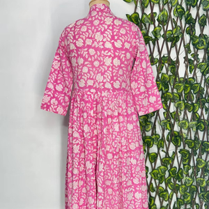 Robe kimono en coton imprimé à la main bohème Robe d'été florale Cadeau pour elle - Product Image 1