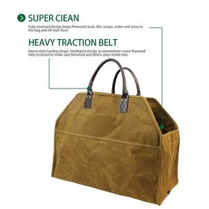 Personalized Firewood <b>Carrier</b> <b>Log</b> in Leather and Waxed Canvas Perfect Bushcraft and Outdoor Made in Pakistan - Product Image 2