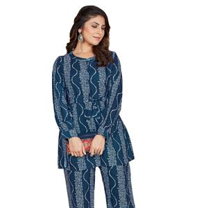 ผ้าเรยอนหนักที่ได้รับการอนุมัติจาก Lina พิมพ์ด้วยกางเกงเรยอนหนักกระเป๋าด้านเดียวพร้อมเข็มขัดชุด Kurtis Co-Ore ที่ใช้งานได้ทุกปุ่ม - Product Image 1