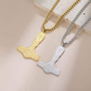 Pendentif en argent sterling 925, marteau de Thor, charme punk, bijoux pour hommes, pendentif gravé, collier, amulette, cadeaux pour hommes - Product Image 3