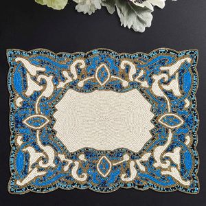 Luxury Satin Round <b>Placemat</b> for Dining/Restaurant/Kitchen <b>Beaded</b> Wedding Christmas Mat Home Decor - Product Image 2
