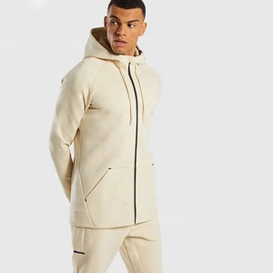 Ensembles de sweats à capuche et shorts de survêtement unis à manches raglan, personnalisables, avec fermeture éclair intégrale pour hommes - Product Image 1