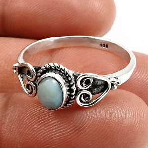 Larimar Gemstone <b>Ring</b> Solid 925 Sterling <b>Silver</b> Handmade 925 Sterling <b>Silver</b> Bezel <b>Set</b> Trendy Unisex Engagement <b>Ring</b> For Her - Product Image 2