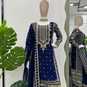 Hermosa fiesta de desgaste superior-inferior y Dupatta con hilo y secuencia de trabajo - Product Image 1