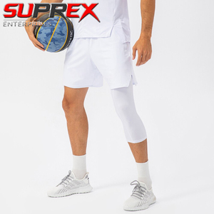 Leggings de compression pour hommes, longueur intégrale, taille élastique, tissu à séchage rapide offrant un confort extensible et un soutien pour la salle de sport et la course à pied - Product Image 2