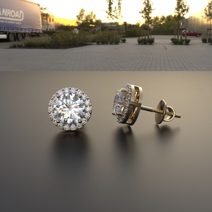 Avarta Jewellery 18K Hallmarked Gold 1 Quilate Cada Moissanite Halo Stud Pendientes - Product Image 4