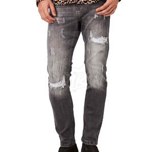 Pantalones vaqueros rasgados de estilo recto para hombre hechos a medida patrón sólido único transpirable 100% pana de algodón para venta de invierno - Product Image 1