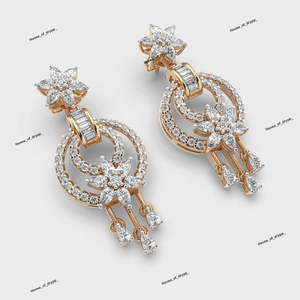Pendientes Colgantes de Plata 925 con Diseño Floral y Diamantes de Moissanita, con Doble Círculo, Brillantes, para Fiestas - Product Image 2
