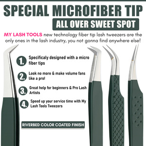 High Quality 45 90 Degree Russian Volume Boot Eyelash Extension Tweezer Fiber Tip Curved Classic Non Slip Lash <b>Tool</b> - Product Image 2