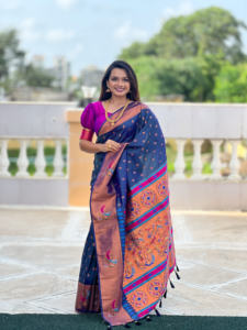 Hermoso Sari de seda con diseño de Zari Weaving Meenakari - Product Image 4