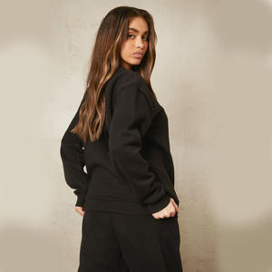 Qualité supérieure 300 GSM Fleece Femmes Noir Couleur Blank Crewneck Sweat Avec Logo Personnalisé Et Design - Product Image 2